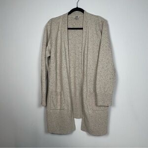 L.L. Bean Women's Cotton Ragg Open Cardigan Sweater Oatmeal Beige Speckle XL